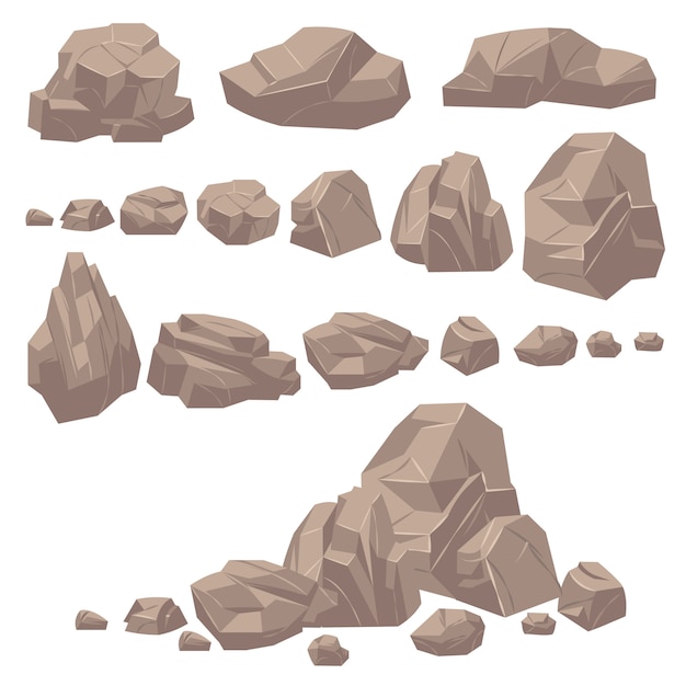 Premium Vector Rock Stone Isometric Rocks And Stones Geological Granite Massive Boulders Cobbles For Mountain Game Cartoon Landscape Vector Set