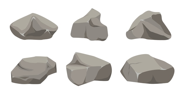 Premium Vector | Rock stone set cartoon.