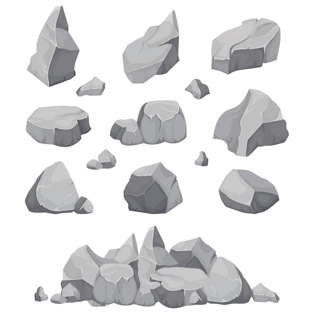 Rock stones. graphite stone, coal and rocks pile isolated | Premium Vector