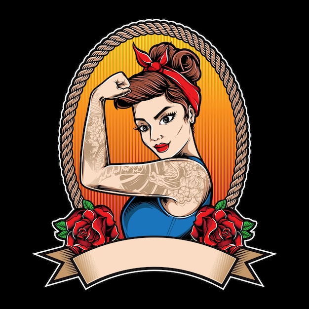 Premium Vector Rockabilly Girl With Tattoo