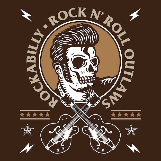 Premium Vector | Rockabilly skull