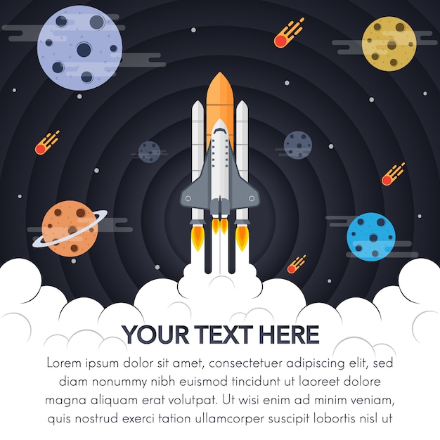 Rocket and space background design Vector | Free Download