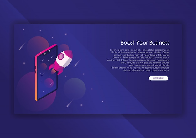 Rocket business isometric design template Premium Vector