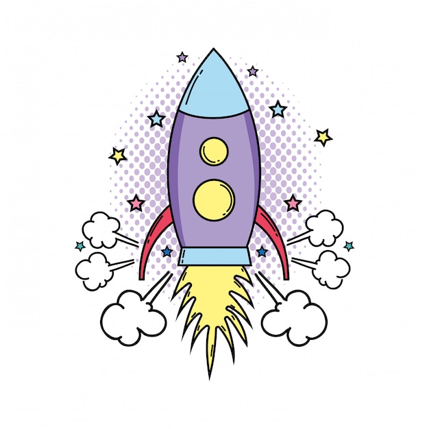 Premium Vector | Rocket flying pop art style