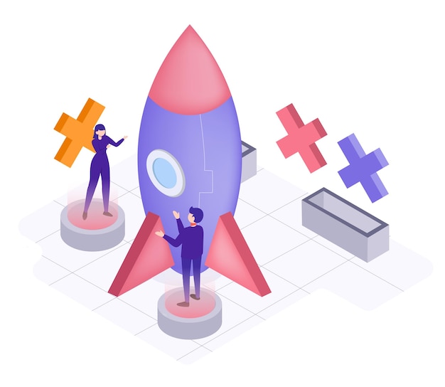 Free Vector | A rocket-like business for the era of trade without borders, isometric illustration