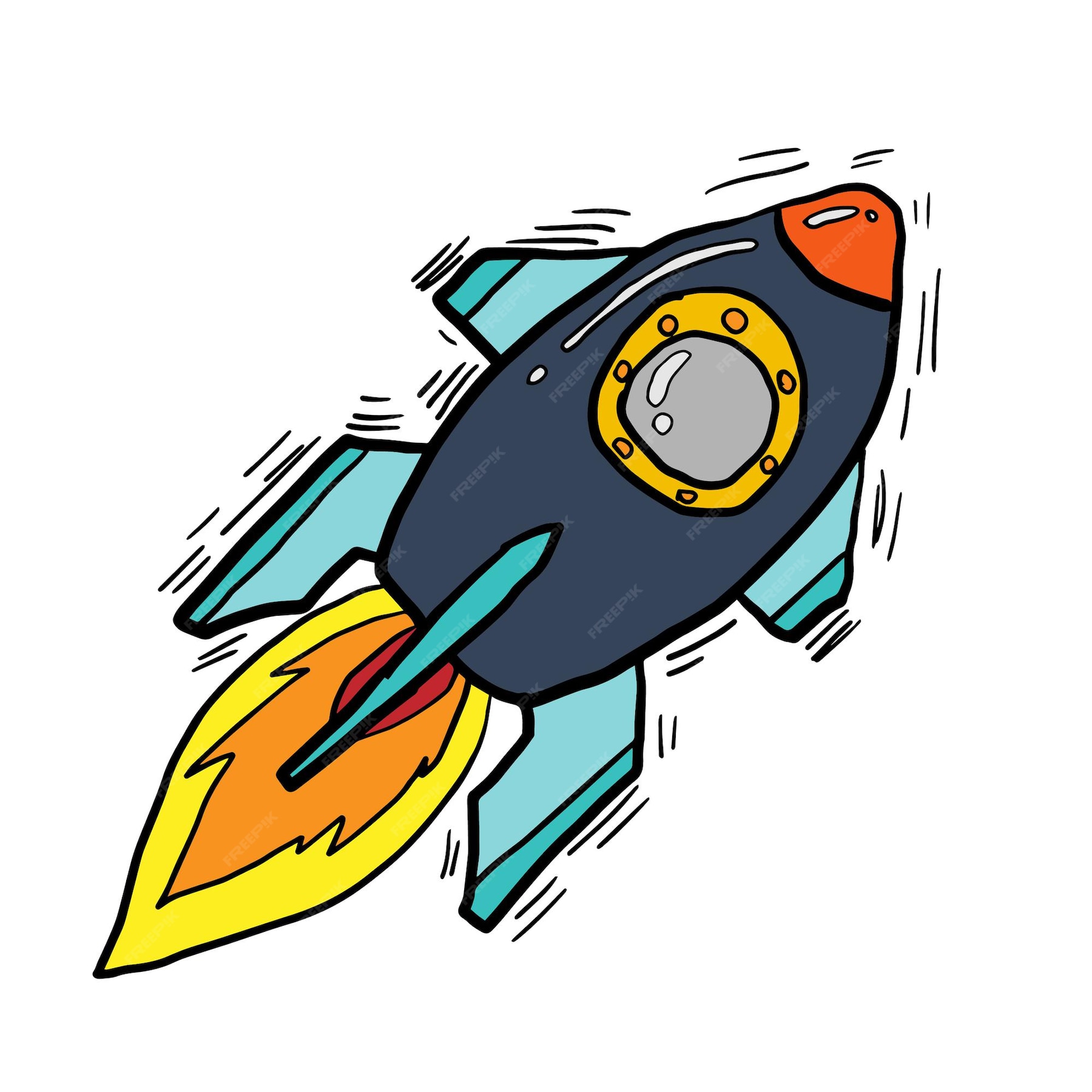 Premium Vector Rocket sketch drawing with free hand vector eps10.
