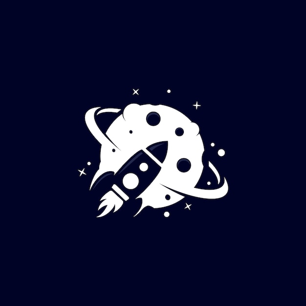 Premium Vector | Rocket space moon logo