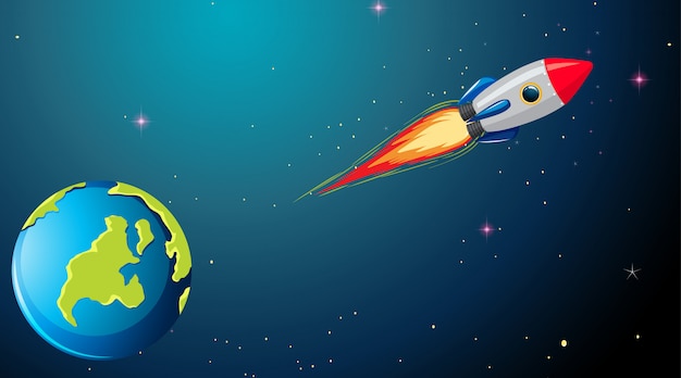 Free Vector | Rocket in space scene