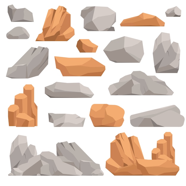 岩や石のイラスト プレミアムベクター