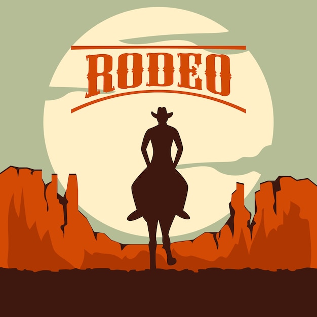 Premium Vector | Rodeo background with horse