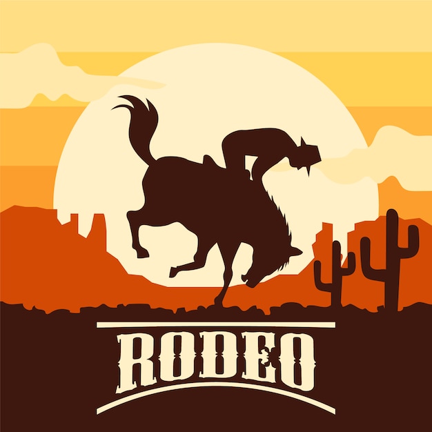 Rodeo background with wild horse Vector | Premium Download