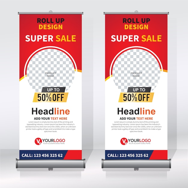 Premium Vector | Roll up banner design template