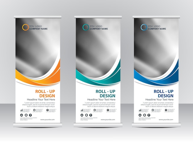 Roll up banner stand template design Premium Vector