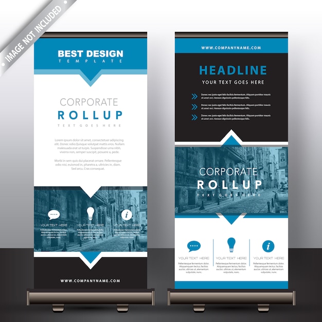 Roll up banners in blue detailed Free Vector