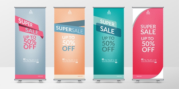 Roll up super sale banner design template Vector | Premium Download