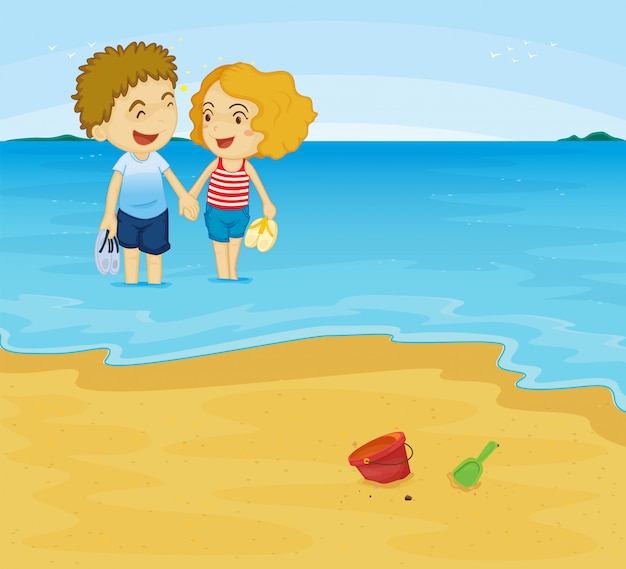 Free Vector | Romantic couple at the beach