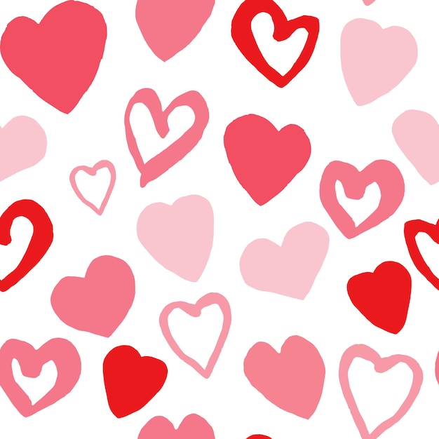 Premium Vector | Romantic hearts seamless pattern. 14 february ...