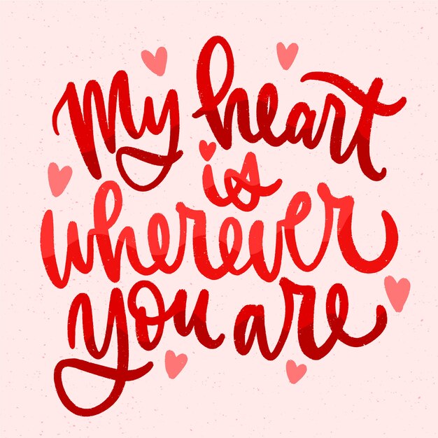 Romantic lettering with hearts Vector | Free Download