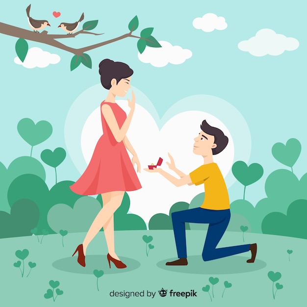 Free Vector | Romantic marriage proposal concept