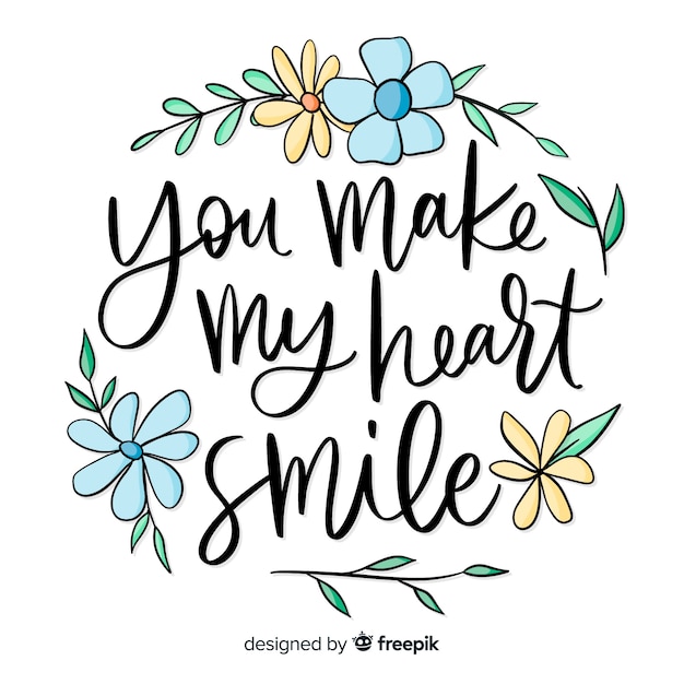 Free Vector Romantic Message With Flowers You Make My Heart Smile