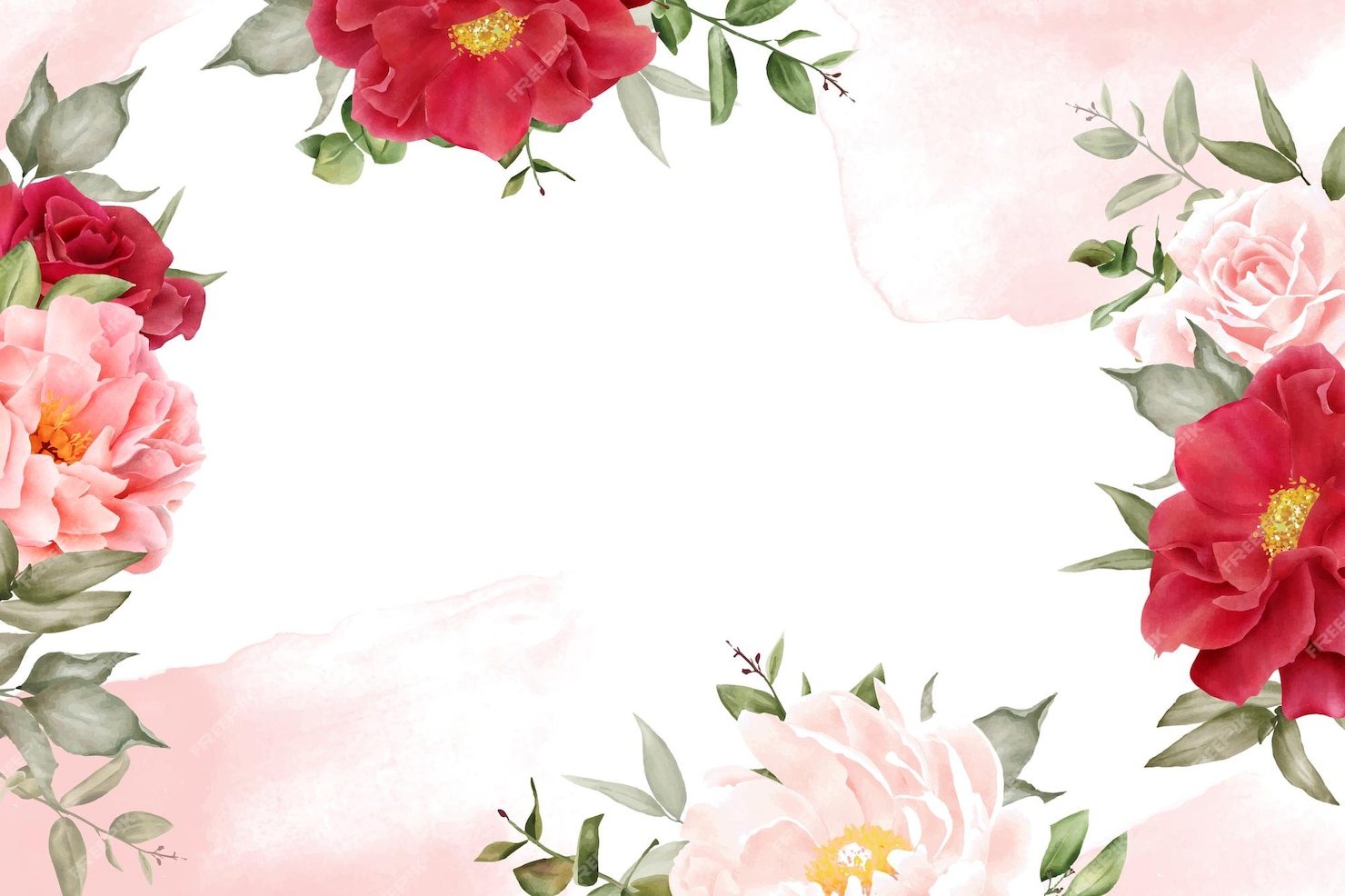 Premium Vector | Romantic watercolor arrangement flower background ...