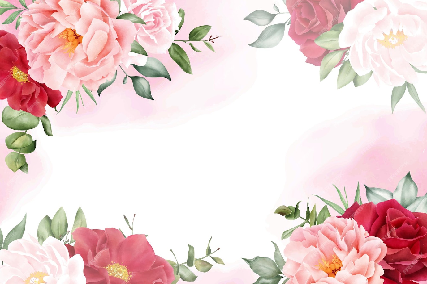 Premium Vector | Romantic watercolor arrangement flower background ...