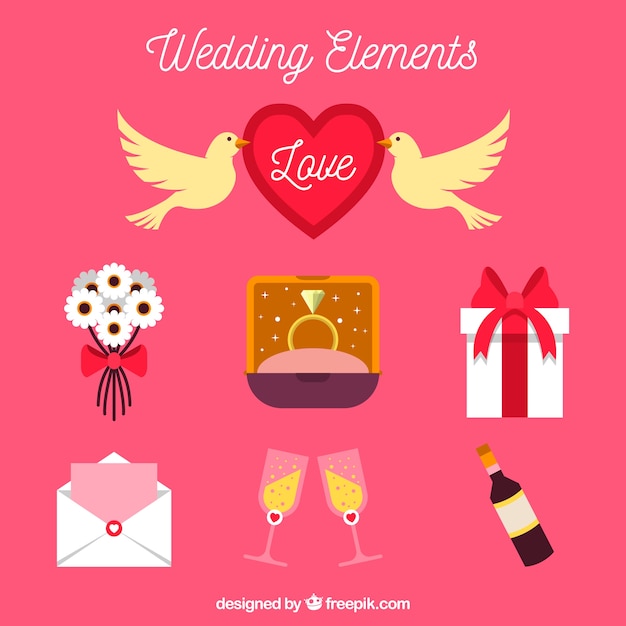 Free Vector | Romantic wedding ornament collection Free Vector | Romantic wedding ornament collection