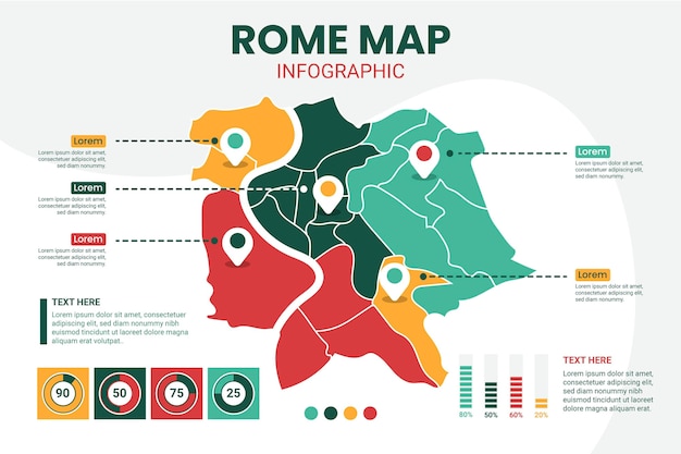 ローマの地図のインフォグラフィック 無料のベクター