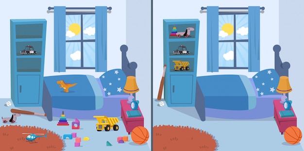 Room Clean And Dirty Vector Premium Download