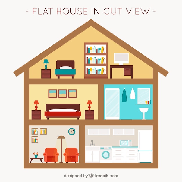 Free Vector | Rooms with furniture in flat design