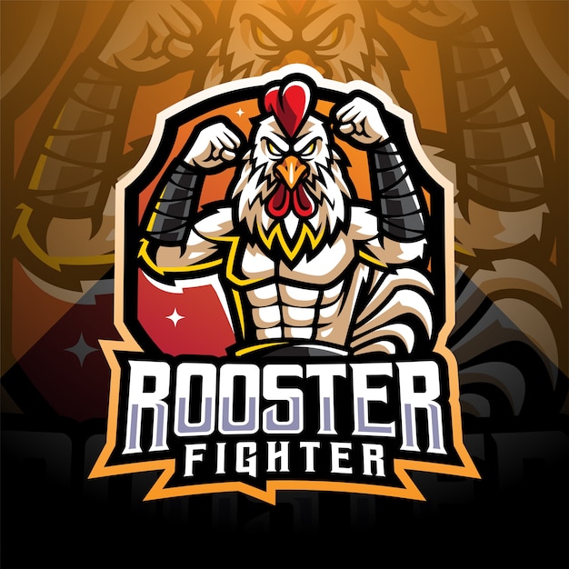 Premium Vector Rooster Fighter Esport Mascot Logo Design