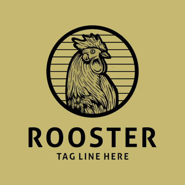 Rooster vintage logo design Premium Vector