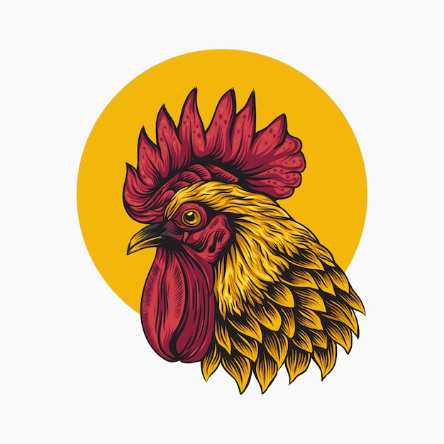 Rooster on yellow circle logo Vector | Premium Download