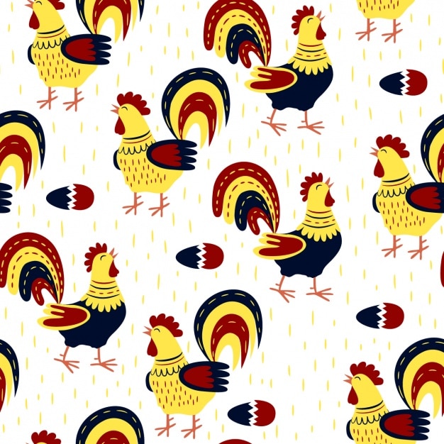 Free Vector Roosters pattern design