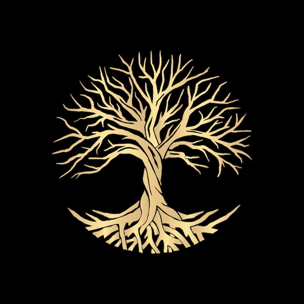  Root or tree, tree of life vector symbol with a circle shape. beautiful illustration of isolated ro