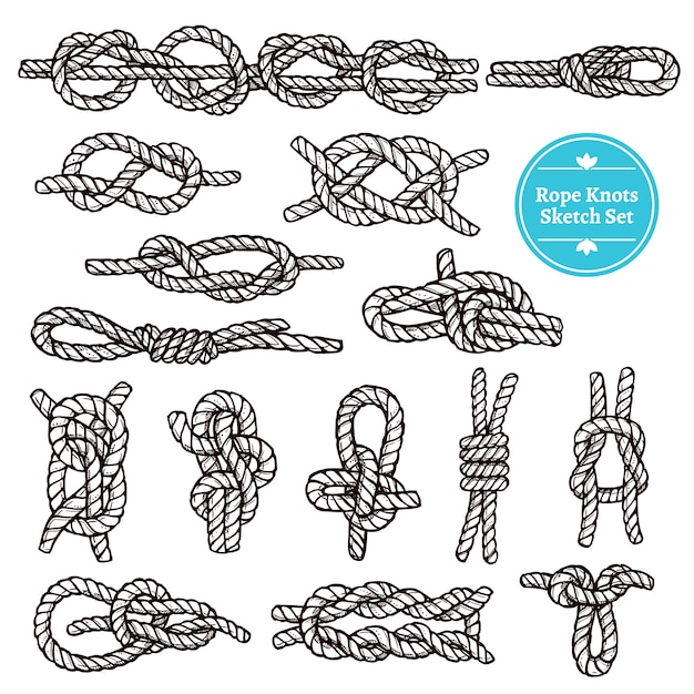 Rope knots sketch set Vector Free Download