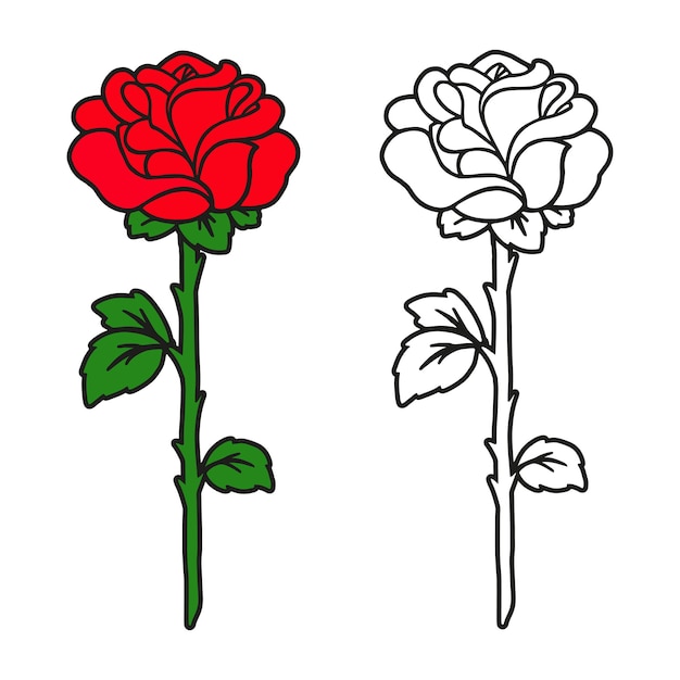 Download Premium Vector Rose Flower Coloring Book Page For Kids And Adults