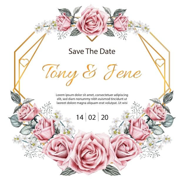 Download Rose flowers vintage wedding invitation card. | Premium Vector