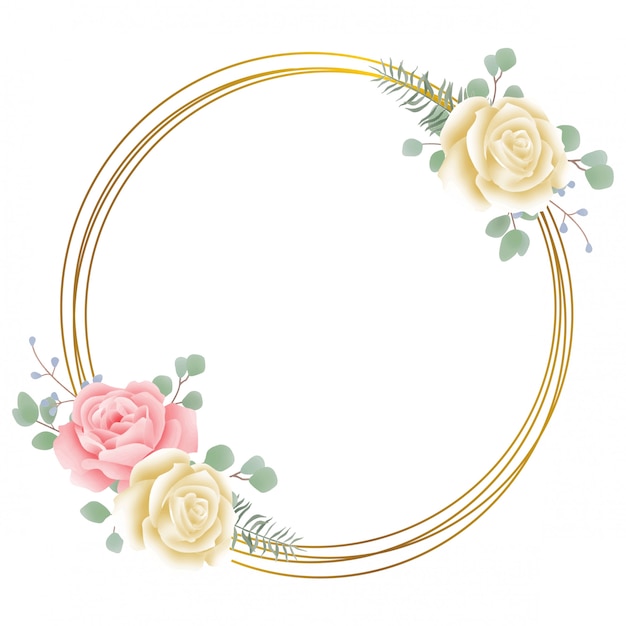 Download Rose frame with a gold ring Vector | Premium Download
