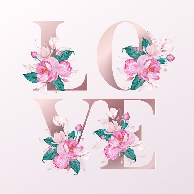 Download Free Vector Rose Gold Alphabet Letters Decorated With Flower Watercolor Style