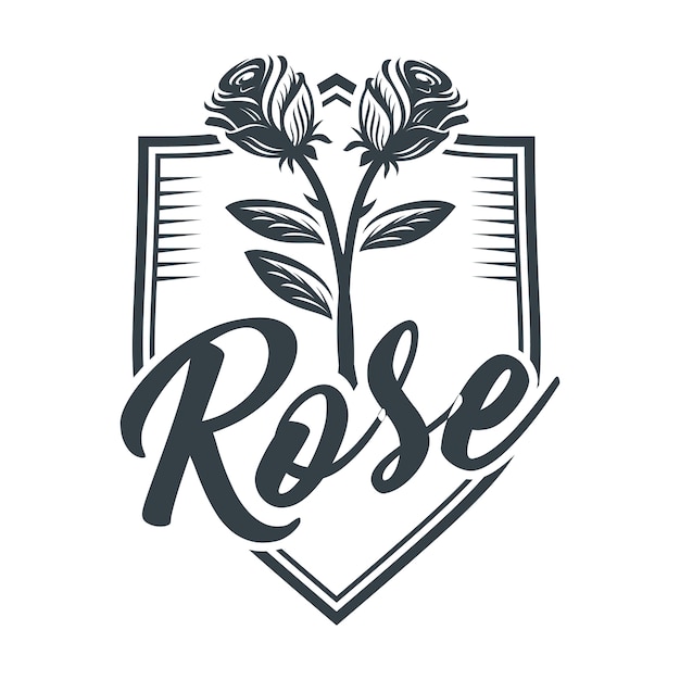 Premium Vector | Rose logo, rose emblem, rose in shield emblem, flower logo