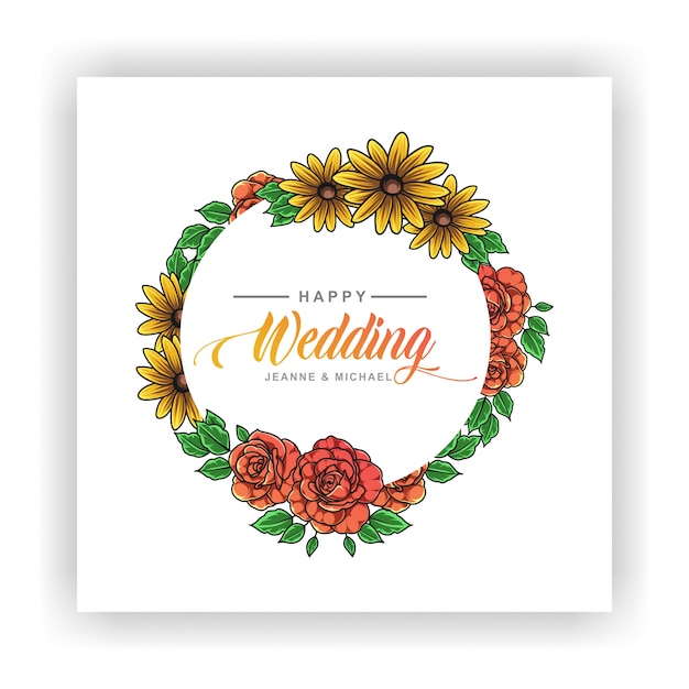 Download Premium Vector | Rose and sunflower wedding invitation