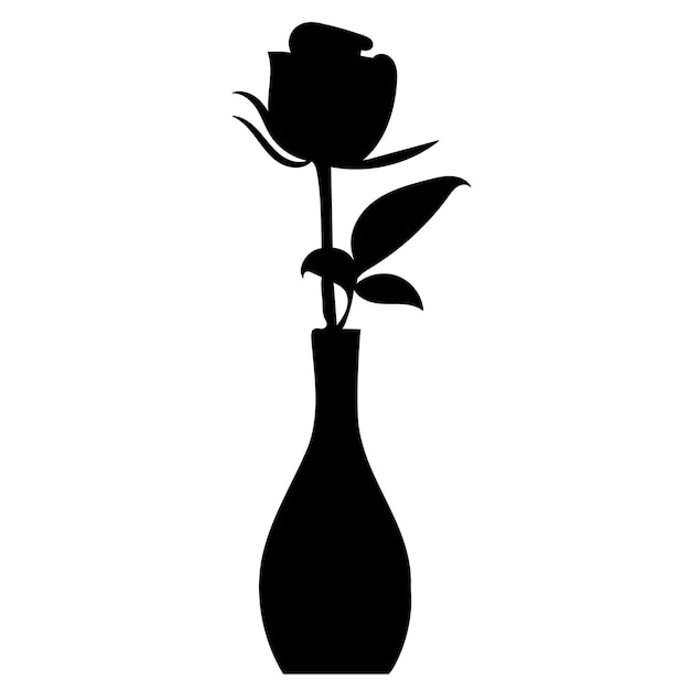 Premium Vector Rose In Vase Silhouette Vector Isolated 