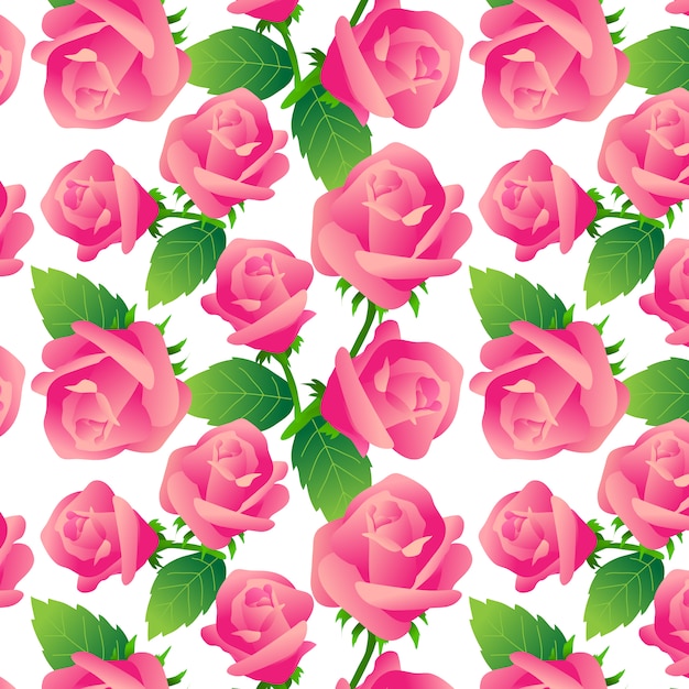 Free Vector | Roses pattern on white background