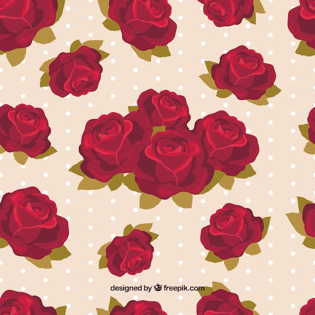 Roses pattern with polka dot background