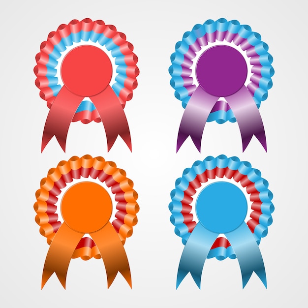 Download Rosette ribbon set. | Premium Vector