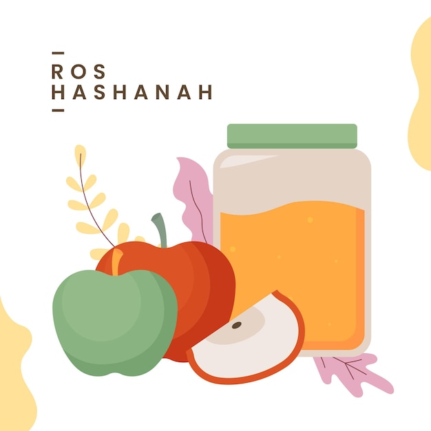 Premium Vector Rosh hashanah with honey and apples