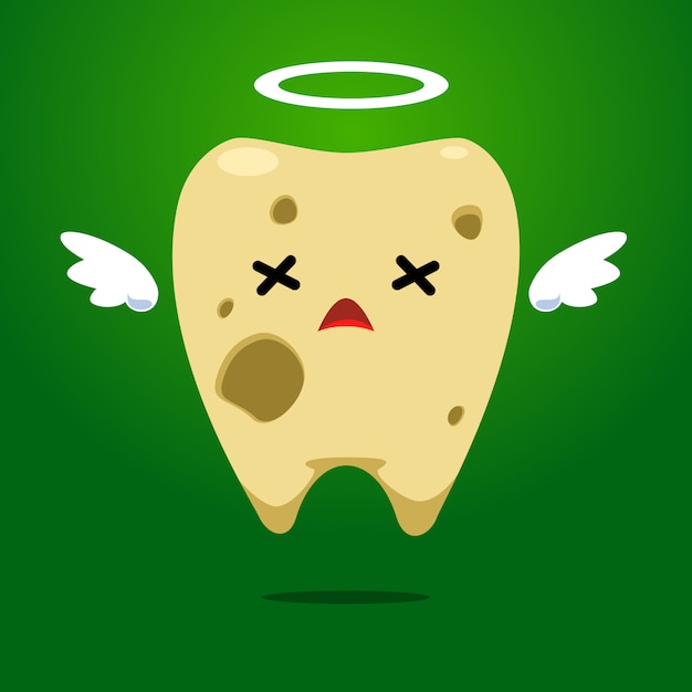 Premium Vector | Rotten yellow teeth with halo ring