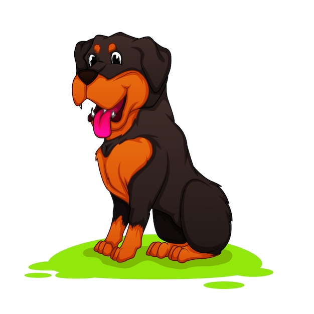 Premium Vector | Rottweiler dog cartoon mascot