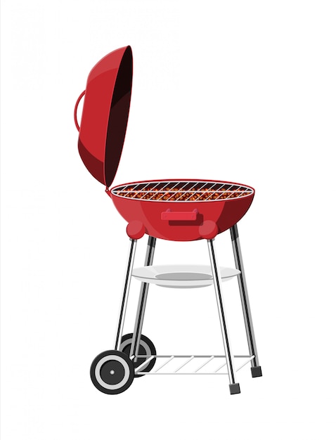 Round barbecue grill. bbq icon. electric grill. | Premium Vector